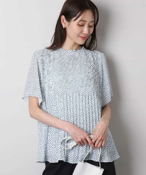MK MICHEL KLEIN / エムケーミッシェルクラン シャツ・ブラウス | ランダムドット柄プリーツブラウス/洗える | 詳細5