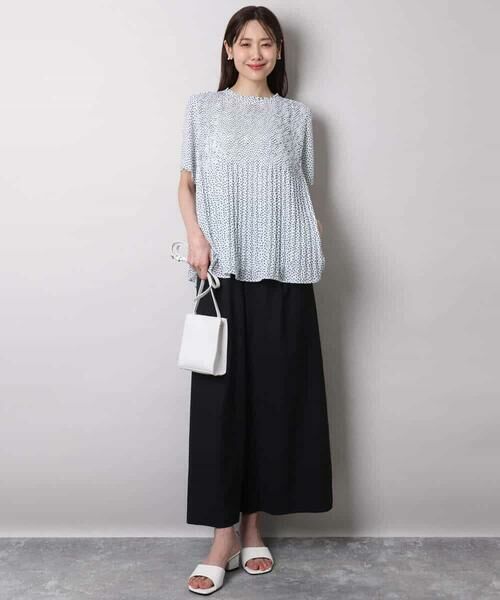 MK MICHEL KLEIN / エムケーミッシェルクラン シャツ・ブラウス | ランダムドット柄プリーツブラウス/洗える | 詳細6