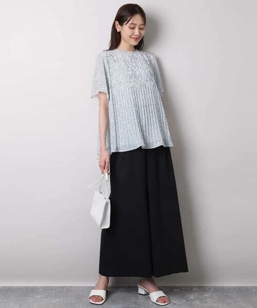 MK MICHEL KLEIN / エムケーミッシェルクラン シャツ・ブラウス | ランダムドット柄プリーツブラウス/洗える | 詳細7