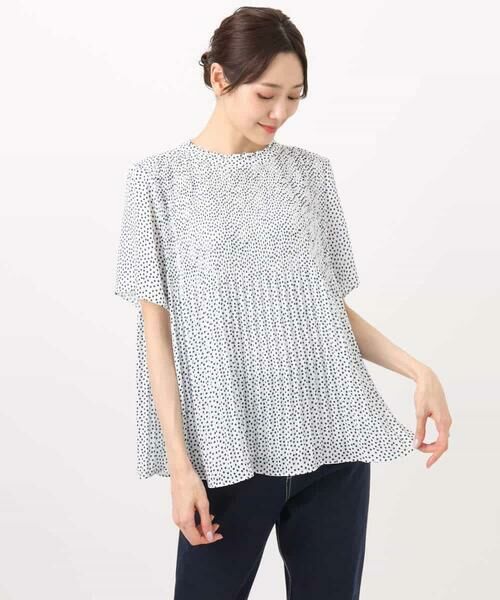 MK MICHEL KLEIN / エムケーミッシェルクラン シャツ・ブラウス | ランダムドット柄プリーツブラウス/洗える | 詳細9