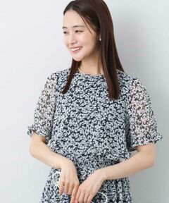 MK MICHEL KLEIN / エムケーミッシェルクラン シャツ・ブラウス | 小花柄タックスリーブシフォンブラウス/洗える