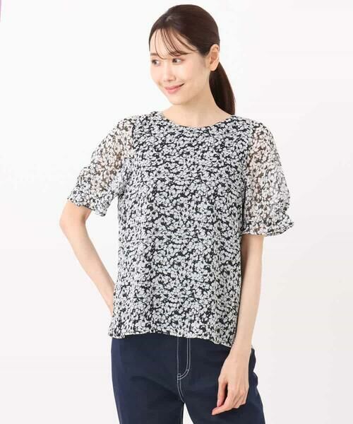 MK MICHEL KLEIN / エムケーミッシェルクラン シャツ・ブラウス | 小花柄タックスリーブシフォンブラウス/洗える | 詳細11