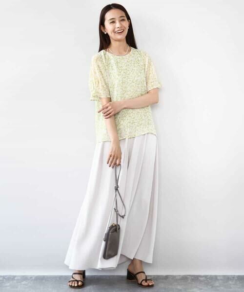 MK MICHEL KLEIN / エムケーミッシェルクラン シャツ・ブラウス | 小花柄タックスリーブシフォンブラウス/洗える | 詳細5