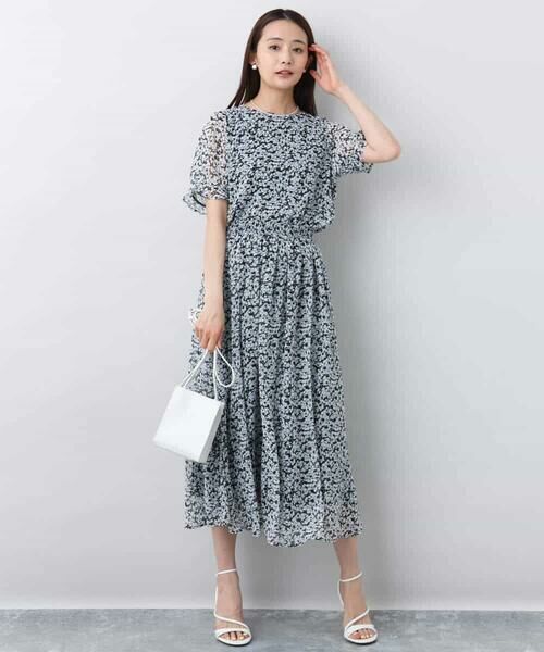 MK MICHEL KLEIN / エムケーミッシェルクラン シャツ・ブラウス | 小花柄タックスリーブシフォンブラウス/洗える | 詳細9