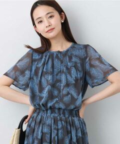 MK MICHEL KLEIN / エムケーミッシェルクラン シャツ・ブラウス | リーフ柄シフォンブラウス/洗える