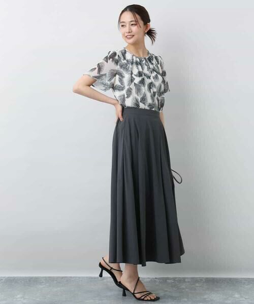 MK MICHEL KLEIN / エムケーミッシェルクラン シャツ・ブラウス | リーフ柄シフォンブラウス/洗える | 詳細10