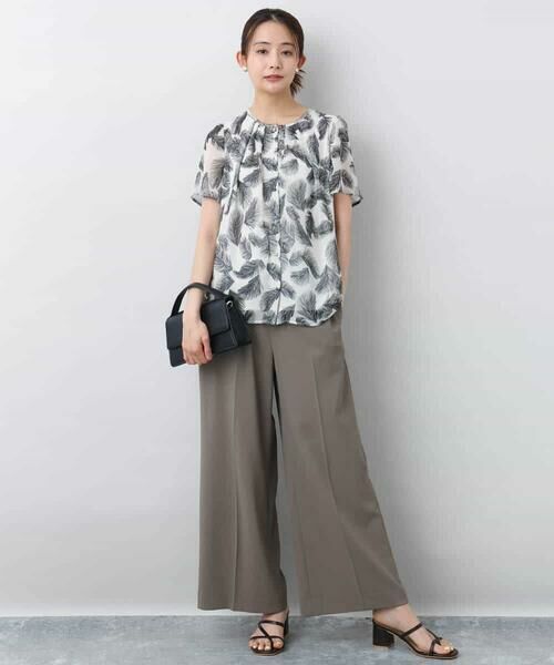 MK MICHEL KLEIN / エムケーミッシェルクラン シャツ・ブラウス | リーフ柄シフォンブラウス/洗える | 詳細11