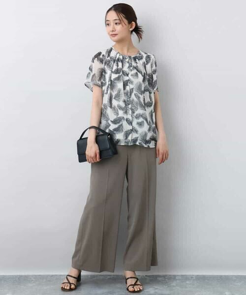 MK MICHEL KLEIN / エムケーミッシェルクラン シャツ・ブラウス | リーフ柄シフォンブラウス/洗える | 詳細12