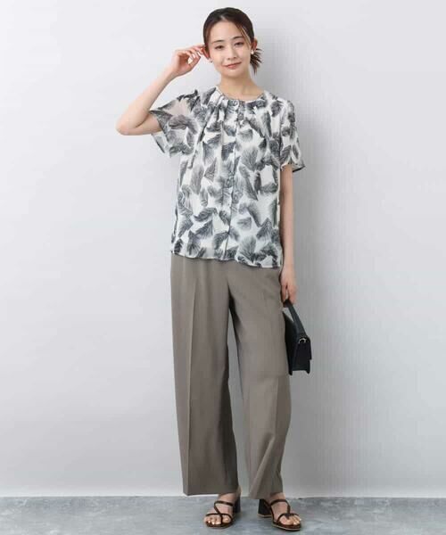 MK MICHEL KLEIN / エムケーミッシェルクラン シャツ・ブラウス | リーフ柄シフォンブラウス/洗える | 詳細13