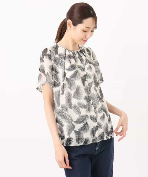 MK MICHEL KLEIN / エムケーミッシェルクラン シャツ・ブラウス | リーフ柄シフォンブラウス/洗える | 詳細17