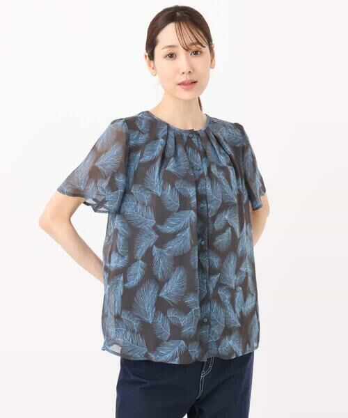 MK MICHEL KLEIN / エムケーミッシェルクラン シャツ・ブラウス | リーフ柄シフォンブラウス/洗える | 詳細25