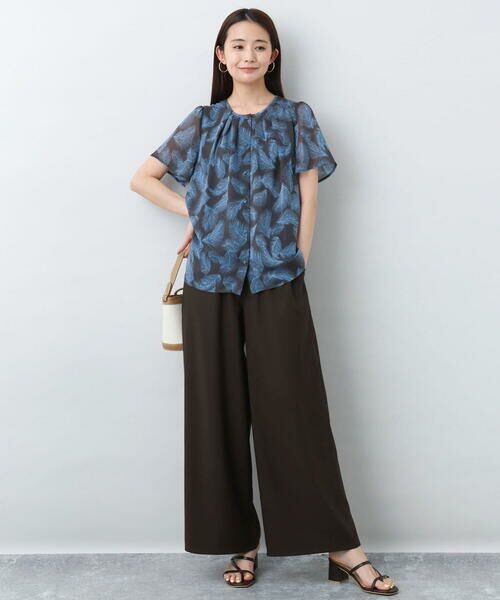 MK MICHEL KLEIN / エムケーミッシェルクラン シャツ・ブラウス | リーフ柄シフォンブラウス/洗える | 詳細3