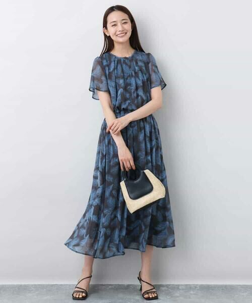 MK MICHEL KLEIN / エムケーミッシェルクラン シャツ・ブラウス | リーフ柄シフォンブラウス/洗える | 詳細6