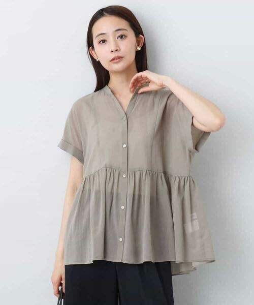 MK MICHEL KLEIN / エムケーミッシェルクラン シャツ・ブラウス | コットンシフォンブラウス/接触冷感/洗える | 詳細5