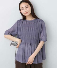 MK MICHEL KLEIN / エムケーミッシェルクラン シャツ・ブラウス | マジョリカプリーツ五分袖シアーブラウス/洗える