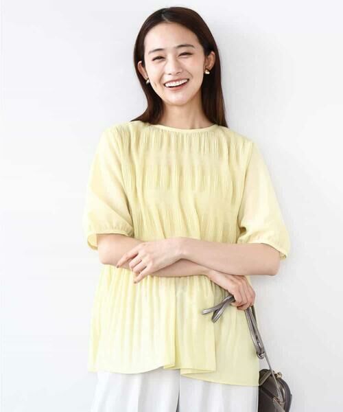 MK MICHEL KLEIN / エムケーミッシェルクラン シャツ・ブラウス | マジョリカプリーツ五分袖シアーブラウス/洗える | 詳細10