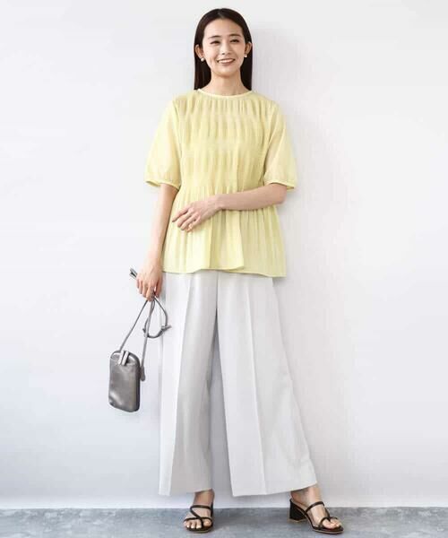 MK MICHEL KLEIN / エムケーミッシェルクラン シャツ・ブラウス | マジョリカプリーツ五分袖シアーブラウス/洗える | 詳細11