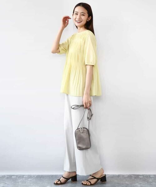 MK MICHEL KLEIN / エムケーミッシェルクラン シャツ・ブラウス | マジョリカプリーツ五分袖シアーブラウス/洗える | 詳細12