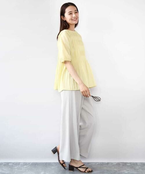 MK MICHEL KLEIN / エムケーミッシェルクラン シャツ・ブラウス | マジョリカプリーツ五分袖シアーブラウス/洗える | 詳細14