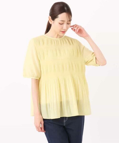 MK MICHEL KLEIN / エムケーミッシェルクラン シャツ・ブラウス | マジョリカプリーツ五分袖シアーブラウス/洗える | 詳細15