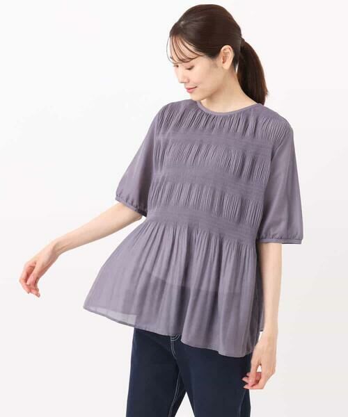 MK MICHEL KLEIN / エムケーミッシェルクラン シャツ・ブラウス | マジョリカプリーツ五分袖シアーブラウス/洗える | 詳細23