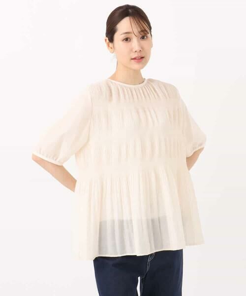 MK MICHEL KLEIN / エムケーミッシェルクラン シャツ・ブラウス | マジョリカプリーツ五分袖シアーブラウス/洗える | 詳細25