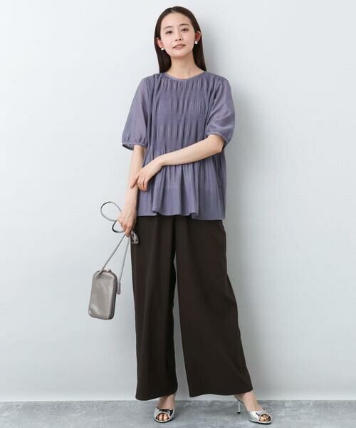 MK MICHEL KLEIN / エムケーミッシェルクラン シャツ・ブラウス | マジョリカプリーツ五分袖シアーブラウス/洗える | 詳細7