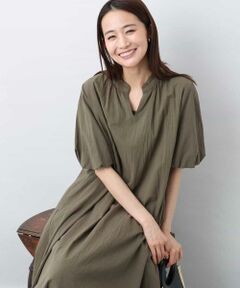 MK MICHEL KLEIN / エムケーミッシェルクラン ロング・マキシ丈ワンピース | ソフトコットンボリュームスリーブワンピース/洗える