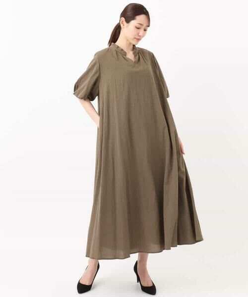 MK MICHEL KLEIN / エムケーミッシェルクラン ロング・マキシ丈ワンピース | ソフトコットンボリュームスリーブワンピース/洗える | 詳細17