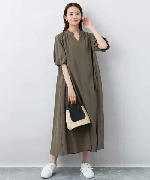 MK MICHEL KLEIN / エムケーミッシェルクラン ロング・マキシ丈ワンピース | ソフトコットンボリュームスリーブワンピース/洗える | 詳細2