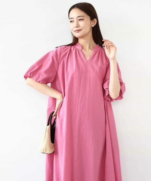 MK MICHEL KLEIN / エムケーミッシェルクラン ロング・マキシ丈ワンピース | ソフトコットンボリュームスリーブワンピース/洗える | 詳細3