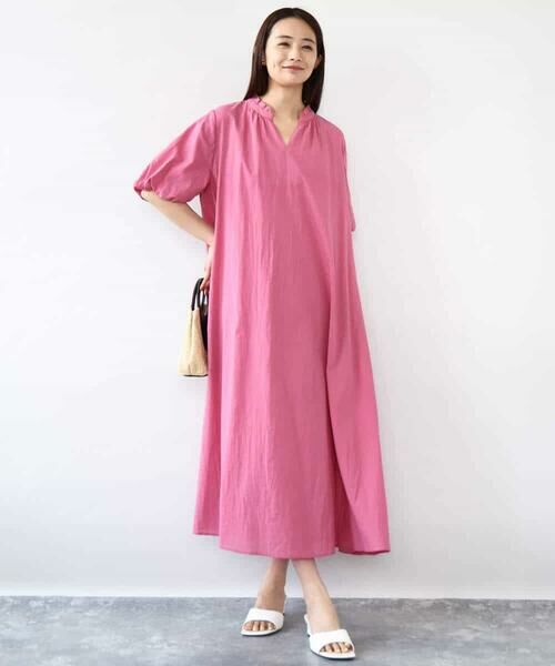 MK MICHEL KLEIN / エムケーミッシェルクラン ロング・マキシ丈ワンピース | ソフトコットンボリュームスリーブワンピース/洗える | 詳細4