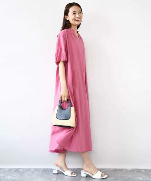 MK MICHEL KLEIN / エムケーミッシェルクラン ロング・マキシ丈ワンピース | ソフトコットンボリュームスリーブワンピース/洗える | 詳細5