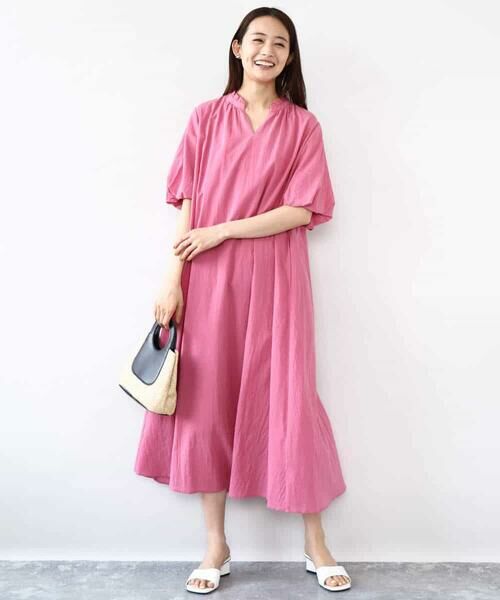 MK MICHEL KLEIN / エムケーミッシェルクラン ロング・マキシ丈ワンピース | ソフトコットンボリュームスリーブワンピース/洗える | 詳細6