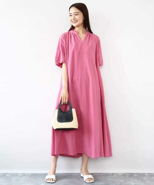 MK MICHEL KLEIN / エムケーミッシェルクラン ロング・マキシ丈ワンピース | ソフトコットンボリュームスリーブワンピース/洗える | 詳細7