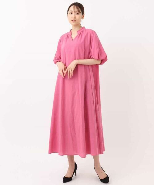 MK MICHEL KLEIN / エムケーミッシェルクラン ロング・マキシ丈ワンピース | ソフトコットンボリュームスリーブワンピース/洗える | 詳細8