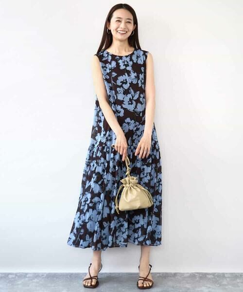 MK MICHEL KLEIN / エムケーミッシェルクラン ロング・マキシ丈ワンピース | 花柄ティアードワンピース/洗える | 詳細1