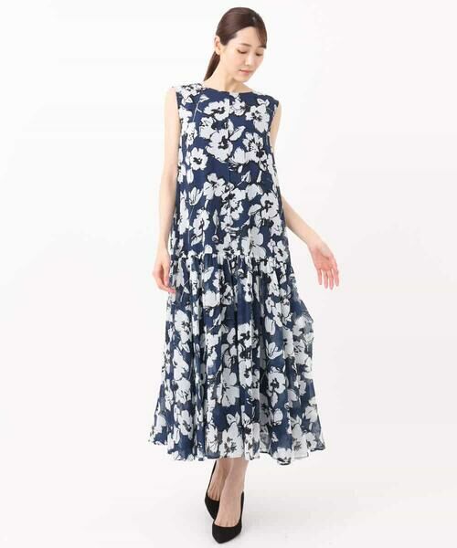 MK MICHEL KLEIN / エムケーミッシェルクラン ロング・マキシ丈ワンピース | 花柄ティアードワンピース/洗える | 詳細10