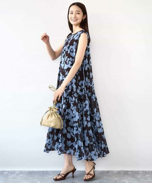 MK MICHEL KLEIN / エムケーミッシェルクラン ロング・マキシ丈ワンピース | 花柄ティアードワンピース/洗える | 詳細2