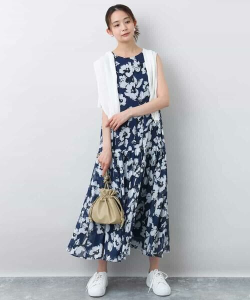 MK MICHEL KLEIN / エムケーミッシェルクラン ロング・マキシ丈ワンピース | 花柄ティアードワンピース/洗える | 詳細4