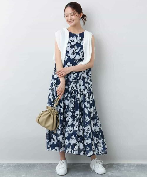 MK MICHEL KLEIN / エムケーミッシェルクラン ロング・マキシ丈ワンピース | 花柄ティアードワンピース/洗える | 詳細5