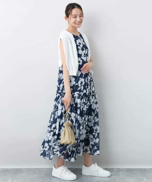 MK MICHEL KLEIN / エムケーミッシェルクラン ロング・マキシ丈ワンピース | 花柄ティアードワンピース/洗える | 詳細7