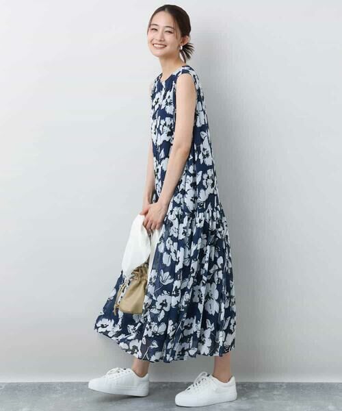 MK MICHEL KLEIN / エムケーミッシェルクラン ロング・マキシ丈ワンピース | 花柄ティアードワンピース/洗える | 詳細9