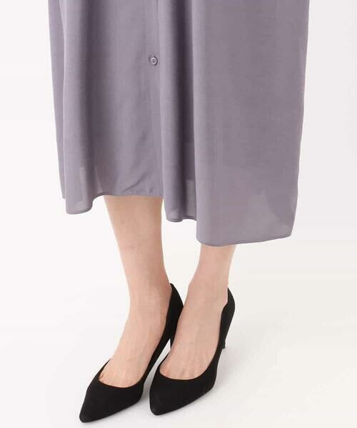 MK MICHEL KLEIN / エムケーミッシェルクラン ロング・マキシ丈ワンピース | ベルト付きキーネックワンピース/洗える | 詳細12