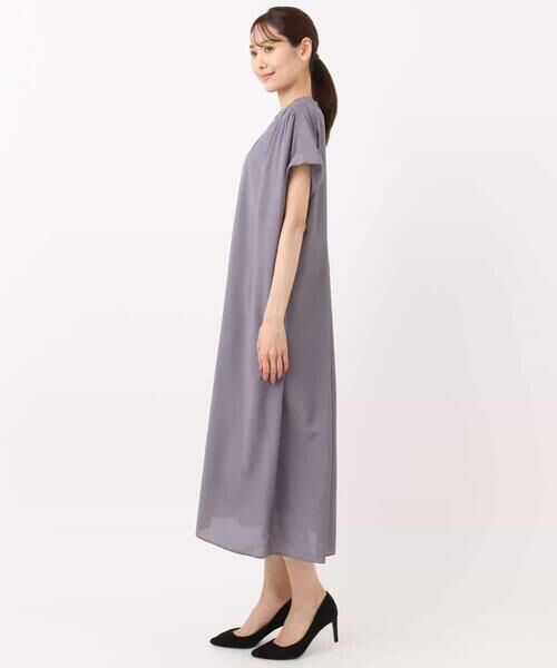 MK MICHEL KLEIN / エムケーミッシェルクラン ロング・マキシ丈ワンピース | ベルト付きキーネックワンピース/洗える | 詳細6