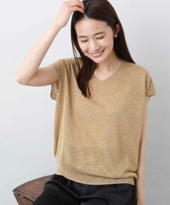 MK MICHEL KLEIN / エムケーミッシェルクラン ニット・セーター | フレンチスリーブラメニット/洗える