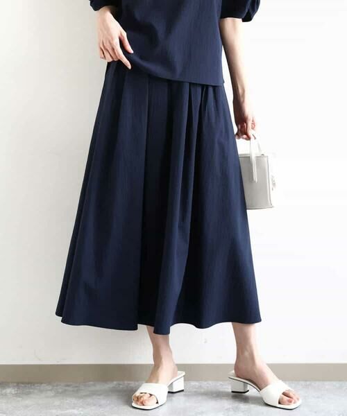 MK MICHEL KLEIN / エムケーミッシェルクラン ロング・マキシ丈スカート | タックフレアースカート/撥水/UVカット/洗える | 詳細1