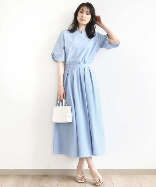 MK MICHEL KLEIN / エムケーミッシェルクラン ロング・マキシ丈スカート | タックフレアースカート/撥水/UVカット/洗える | 詳細13