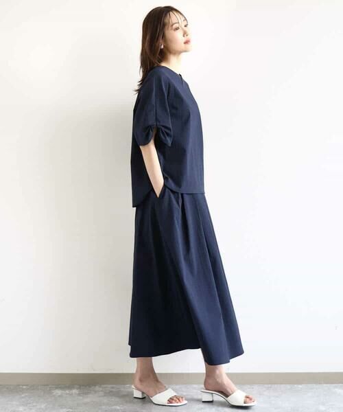 MK MICHEL KLEIN / エムケーミッシェルクラン ロング・マキシ丈スカート | タックフレアースカート/撥水/UVカット/洗える | 詳細3