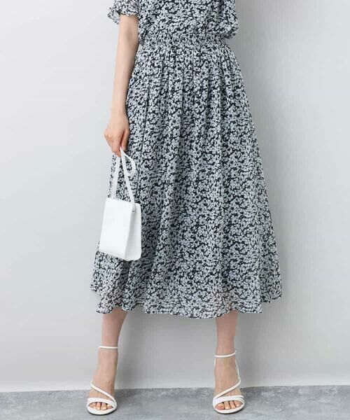MK MICHEL KLEIN / エムケーミッシェルクラン ロング・マキシ丈スカート | 小花柄シフォンスカート/洗える | 詳細10